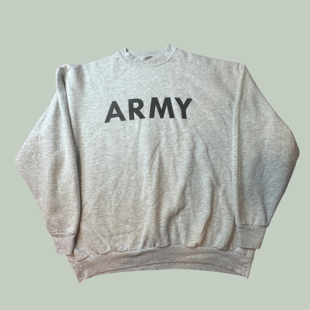 US Army Sweatshirt Mens XL Gray Military Issue Training Brookline Inc USA Made